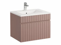 Sale Mueble de baño suspendido en rosa con lavabo encastrado, 60 cm, SATARA Mueble De Baño Simple