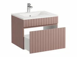 Sale Mueble de baño suspendido en rosa con lavabo encastrado, 60 cm, SATARA Mueble De Baño Simple