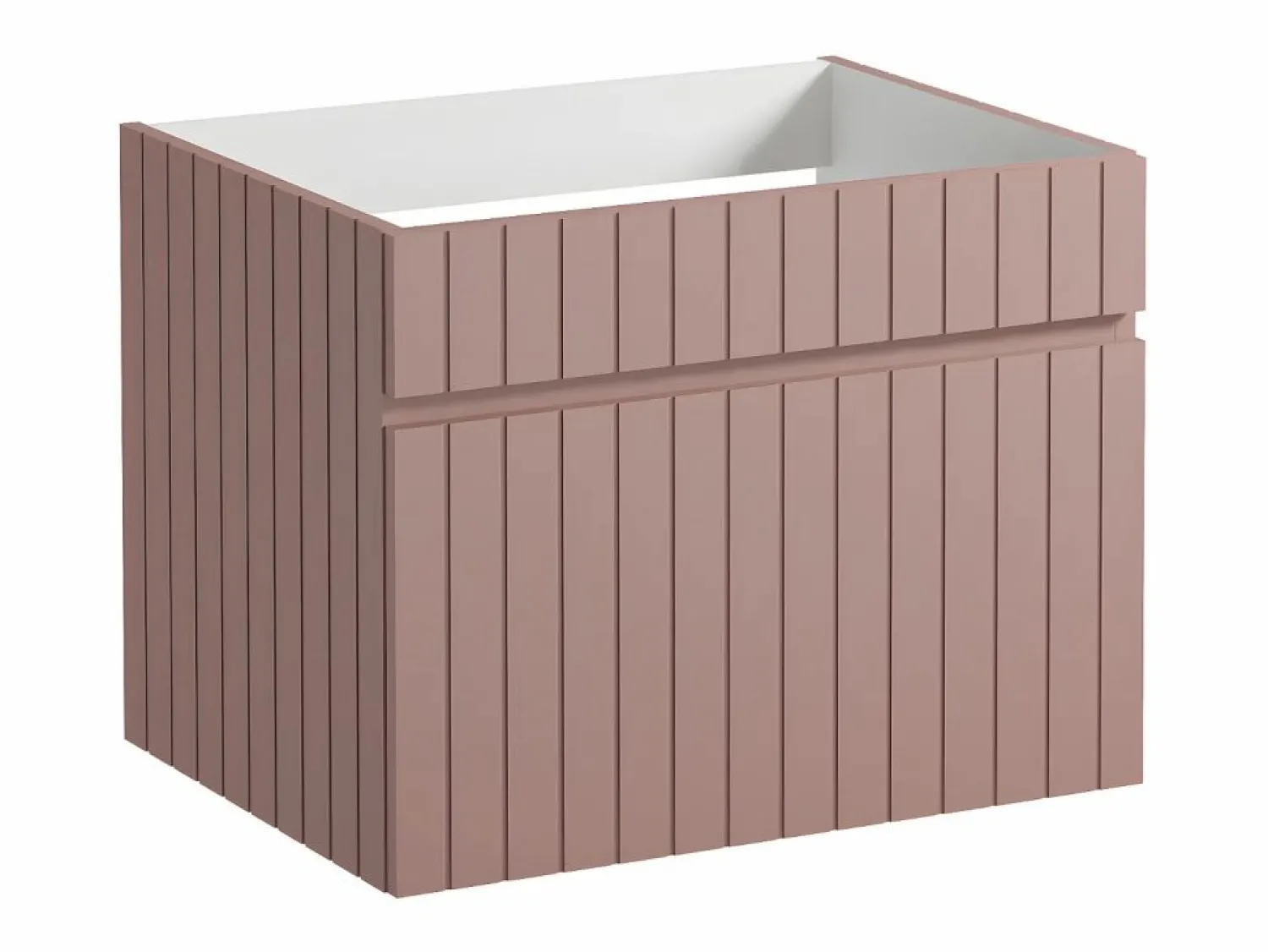 Sale Mueble de baño suspendido en rosa con lavabo encastrado, 60 cm, SATARA Mueble De Baño Simple