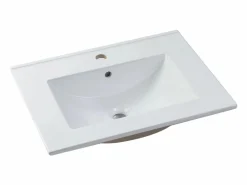 Sale Mueble de baño suspendido en rosa con lavabo encastrado, 60 cm, SATARA Mueble De Baño Simple