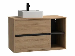 Sale Mueble de baño suspendido con lavabo cuadrado - roble - cuarto de baño - 100 cm - PURNAL Mueble De Baño Simple