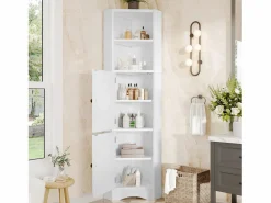 Merax Mueble de baño triangular - 51,7 x 32 x 155,4 cm - con 2 compartimentos abiertos + 2 puertas - MDF -