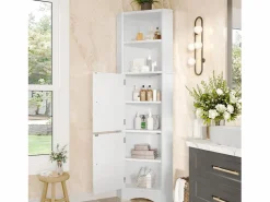 Merax Mueble de baño triangular - 51,7 x 32 x 155,4 cm - con 2 compartimentos abiertos + 2 puertas - MDF -