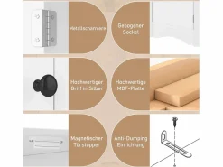 Merax Mueble de baño triangular - 51,7 x 32 x 155,4 cm - con 2 compartimentos abiertos + 2 puertas - MDF -