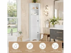 Merax Mueble de baño triangular - 51,7 x 32 x 155,4 cm - con 2 compartimentos abiertos + 2 puertas - MDF -