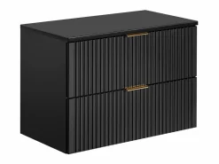 Outlet Mueble de baño Zevara de 80 cm con ranuras negras, lavabo sobre encimera y mueble alto Conjunto De Baño