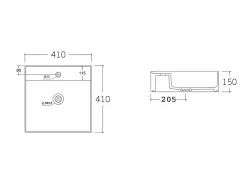 Outlet Mueble de baño Zevara de 80 cm con ranuras negras, lavabo sobre encimera y mueble alto Conjunto De Baño