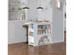 ModernLuxe Mueble de bar extensible 120 (+80)×40×100 cm - con espacio de descanso para mascotas - estantes abiertos -
