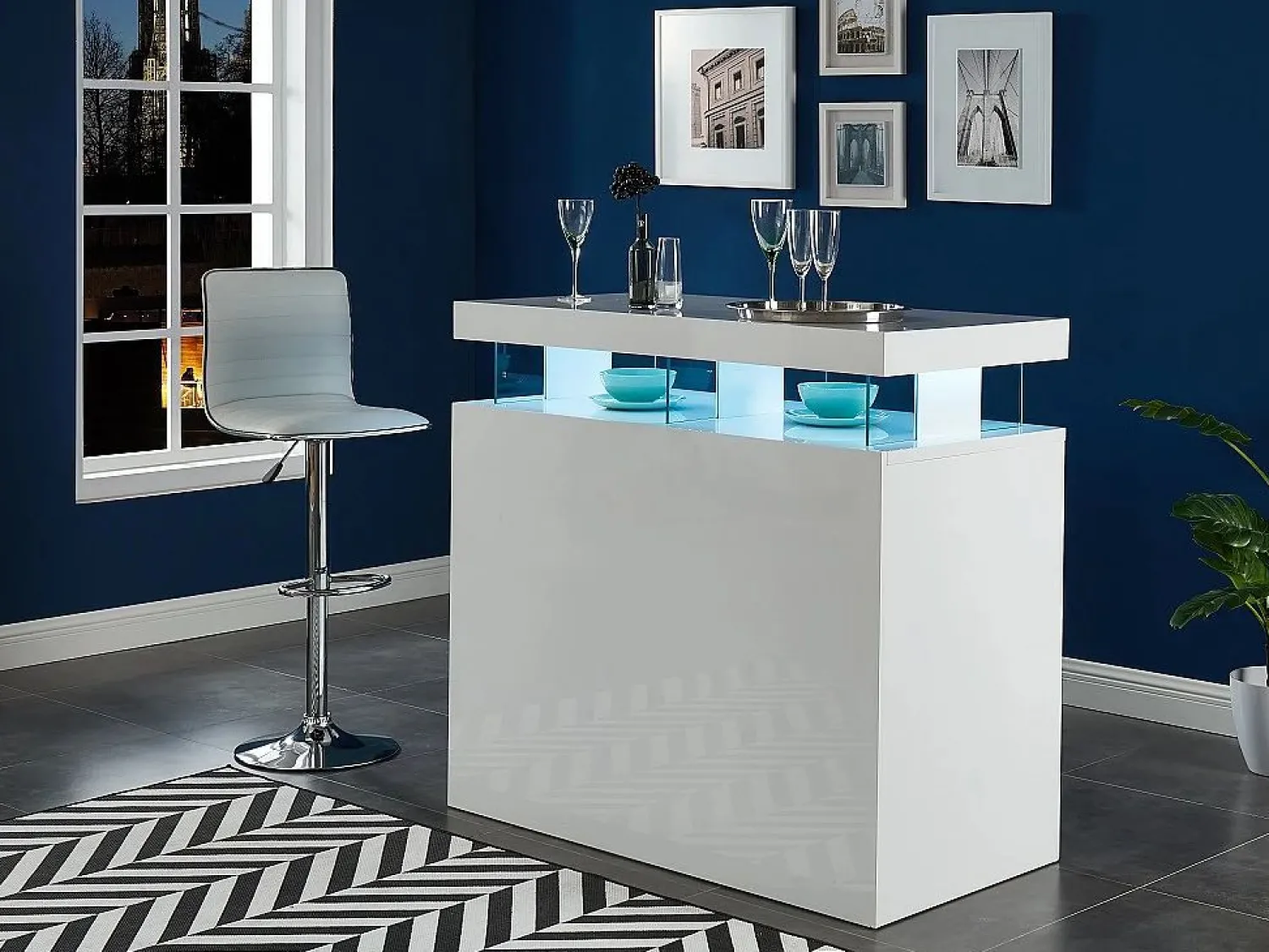 Sale Mueble de bar FABIO - MDF lacado - Leds - 2 huecos Muebles De Bar|Mueble Bar
