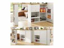 ModernLuxe Mueble de bar giratorio y plegable - con 2 cajones y 1 puerta -