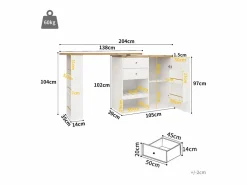 ModernLuxe Mueble de bar giratorio y plegable - con 2 cajones y 1 puerta -
