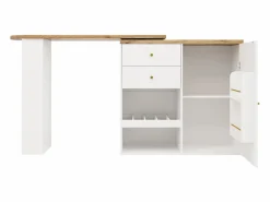 ModernLuxe Mueble de bar giratorio y plegable - con 2 cajones y 1 puerta -
