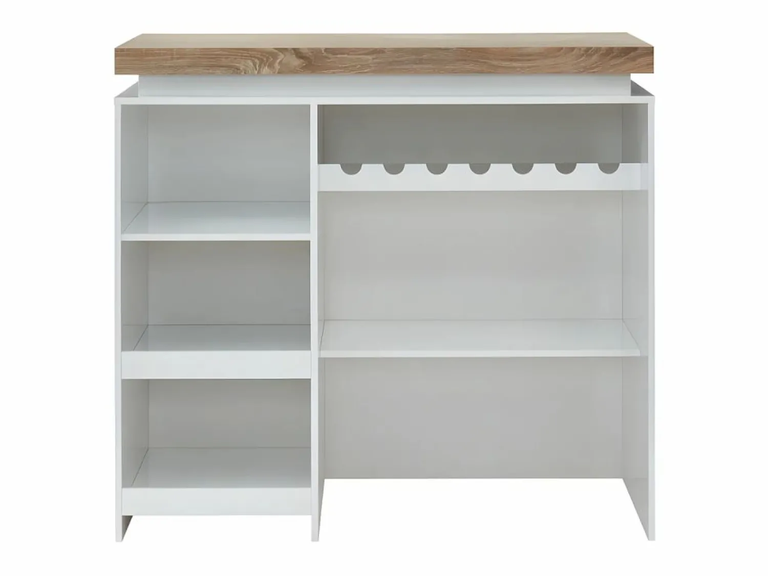 Vente-unique Mueble de bar luminosos - MDF lacado blanco - LEDs - Blanco y roble. HALO II