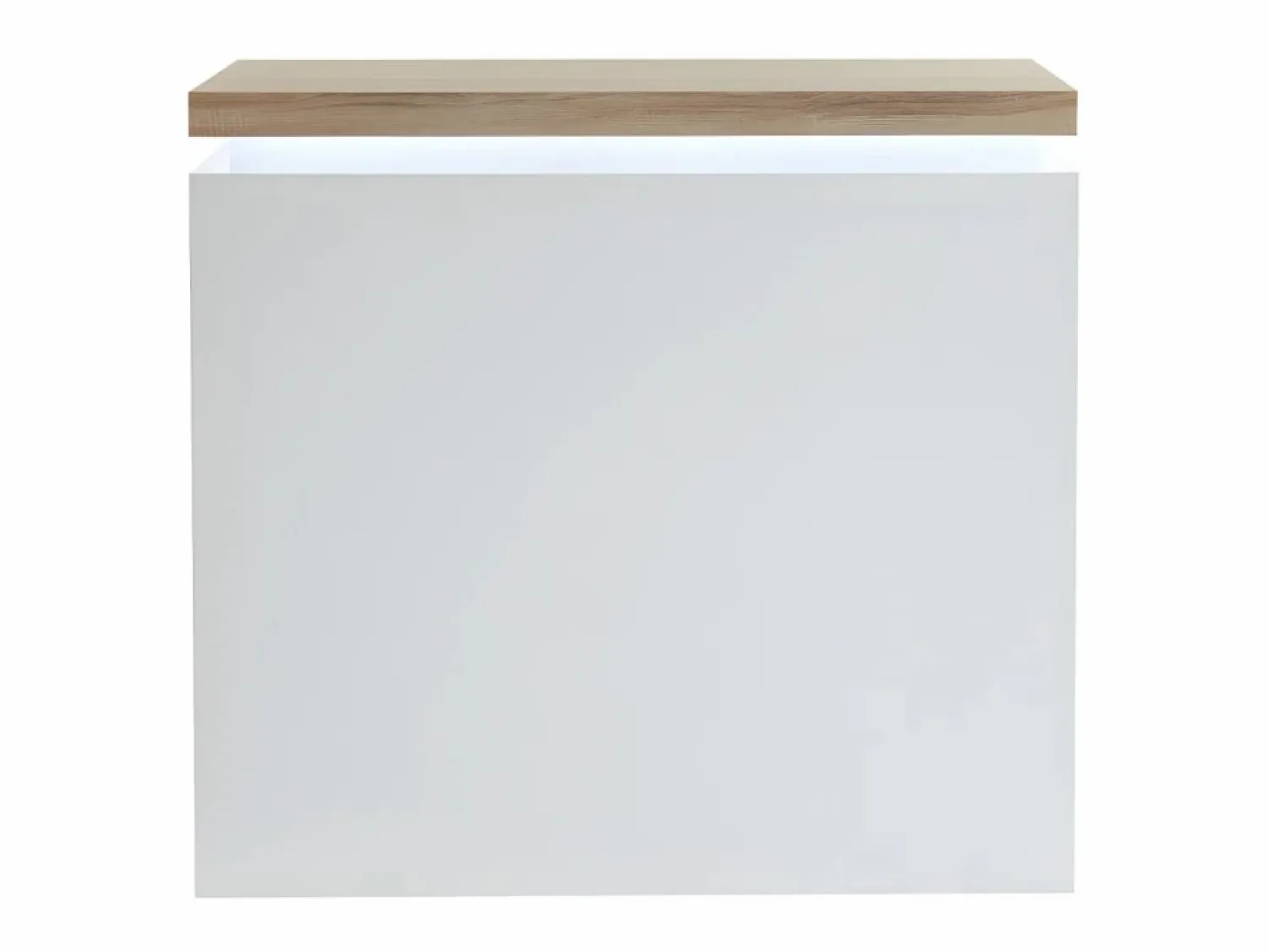 Vente-unique Mueble de bar luminosos - MDF lacado blanco - LEDs - Blanco y roble. HALO II