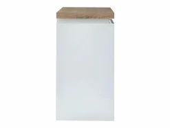 Vente-unique Mueble de bar luminosos - MDF lacado blanco - LEDs - Blanco y roble. HALO II