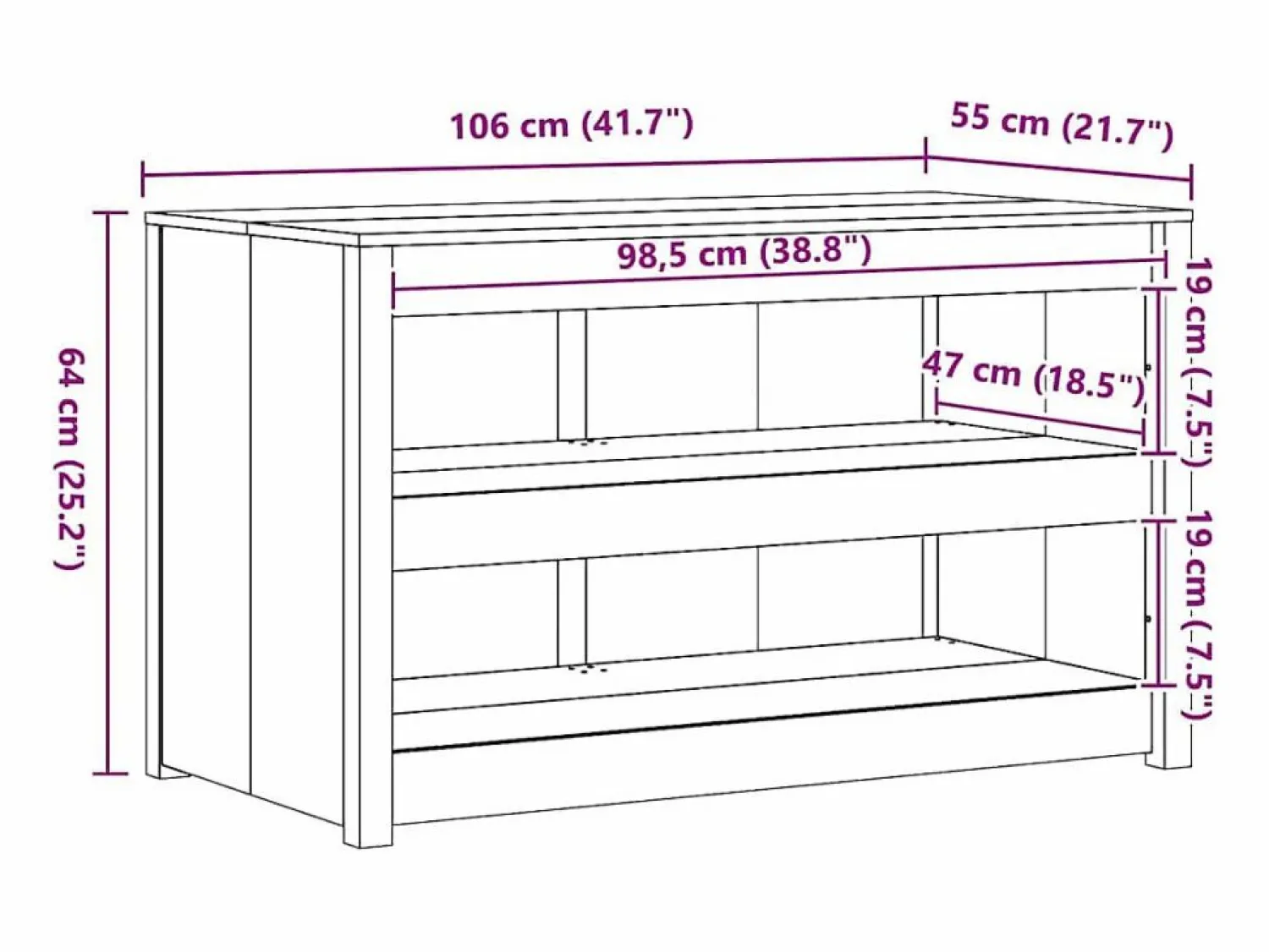 Discount vidaxl Mueble de Cocina 106 x 55 x 64 cm Madera de pino macizo Blanco