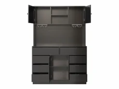 ModernLuxe Mueble de cocina - 120x40x183 cm - 2 puertas y 8 cajones - portavasos de vino - con iluminación LED y toma de corriente -