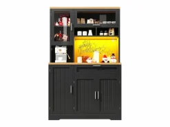 New ModernLuxe Mueble de cocina - 104x40x180 cm - con 4 puertas y 1 cajón - con iluminación LED - Negro