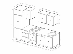 Mueble de cocina antracita brillo intenso/blanco 270x57.7x81.6 optima Cocina Completa