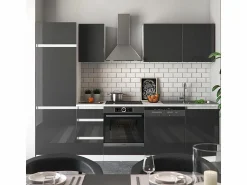 Mueble de cocina antracita brillo intenso/blanco 270x57.7x81.6 optima Cocina Completa