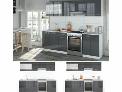 Online Mueble de cocina antracita brillo intenso/blanco 240x60x81.6 raul Cocina Completa
