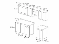 Online Mueble de cocina antracita brillo intenso/blanco 240x60x81.6 raul Cocina Completa