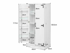 Merax Mueble de Cocina, Aparador Alto de Cocina - 2 Puertas - 60 x 35 x 128,5 - Estantes Regulables - MDF -