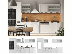 Vicco Mueble de cocina casa de campo blanca/blanca 350x60x81.6 r-line