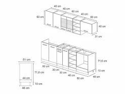 Outlet Vicco Mueble de cocina casa de campo blanca/roble dorado 240x60x81.6 r-line Blanco