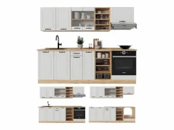 Outlet Vicco Mueble de cocina casa de campo blanca/roble dorado 240x60x81.6 r-line Blanco