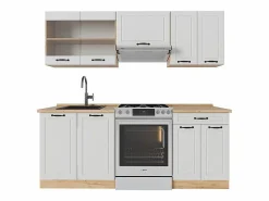 Vicco Mueble de cocina casa de campo blanca/roble dorado 200x46x81.6 r-line Blanco