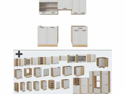 Vicco Mueble de cocina casa de campo blanca/roble dorado 200x46x81.6 r-line Blanco