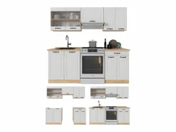 Vicco Mueble de cocina casa de campo blanca/roble dorado 200x46x81.6 r-line Blanco