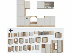 Vicco Mueble de cocina casa de campo blanca/roble dorado 300x60x81.6 r-line