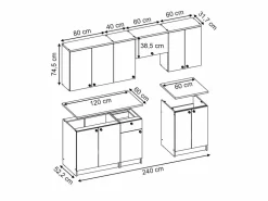 Sale Mueble de cocina gris noble 240x60x81.6 bergamo Cocina Completa