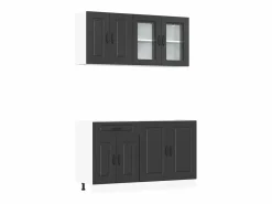 Clearance vidaxl Mueble de cocina Kalmar negra 4 piezas madera contrachapada Negro
