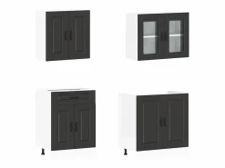 Clearance vidaxl Mueble de cocina Kalmar negra 4 piezas madera contrachapada Negro