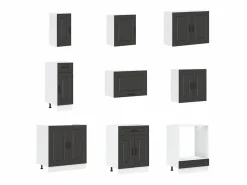 Clearance vidaxl Mueble de cocina Kalmar negra 14 piezas madera contrachapada Negro
