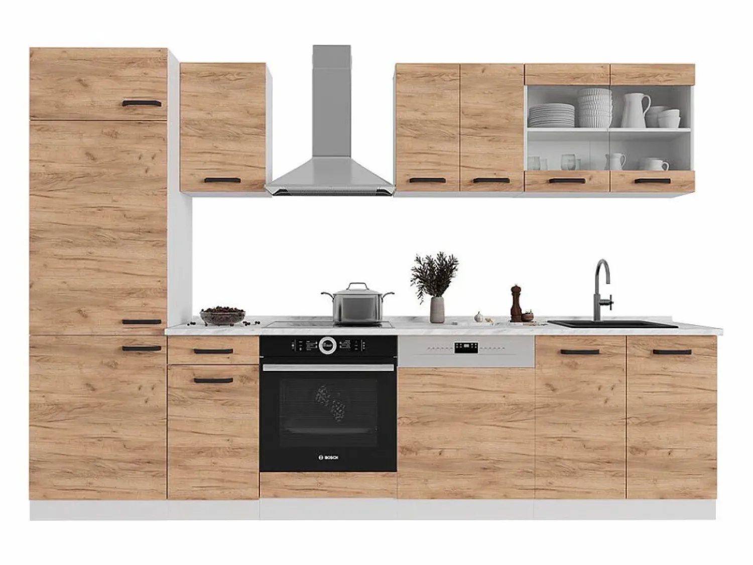 Discount Mueble de cocina oro potencia roble/blanco 300x46x81.6 r-line Cocina Completa