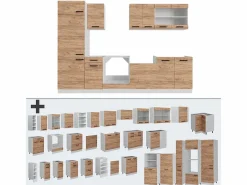 Discount Mueble de cocina oro potencia roble/blanco 300x46x81.6 r-line Cocina Completa