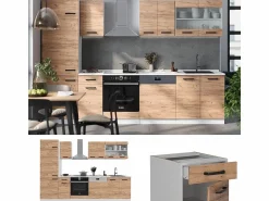 Discount Mueble de cocina oro potencia roble/blanco 300x46x81.6 r-line Cocina Completa