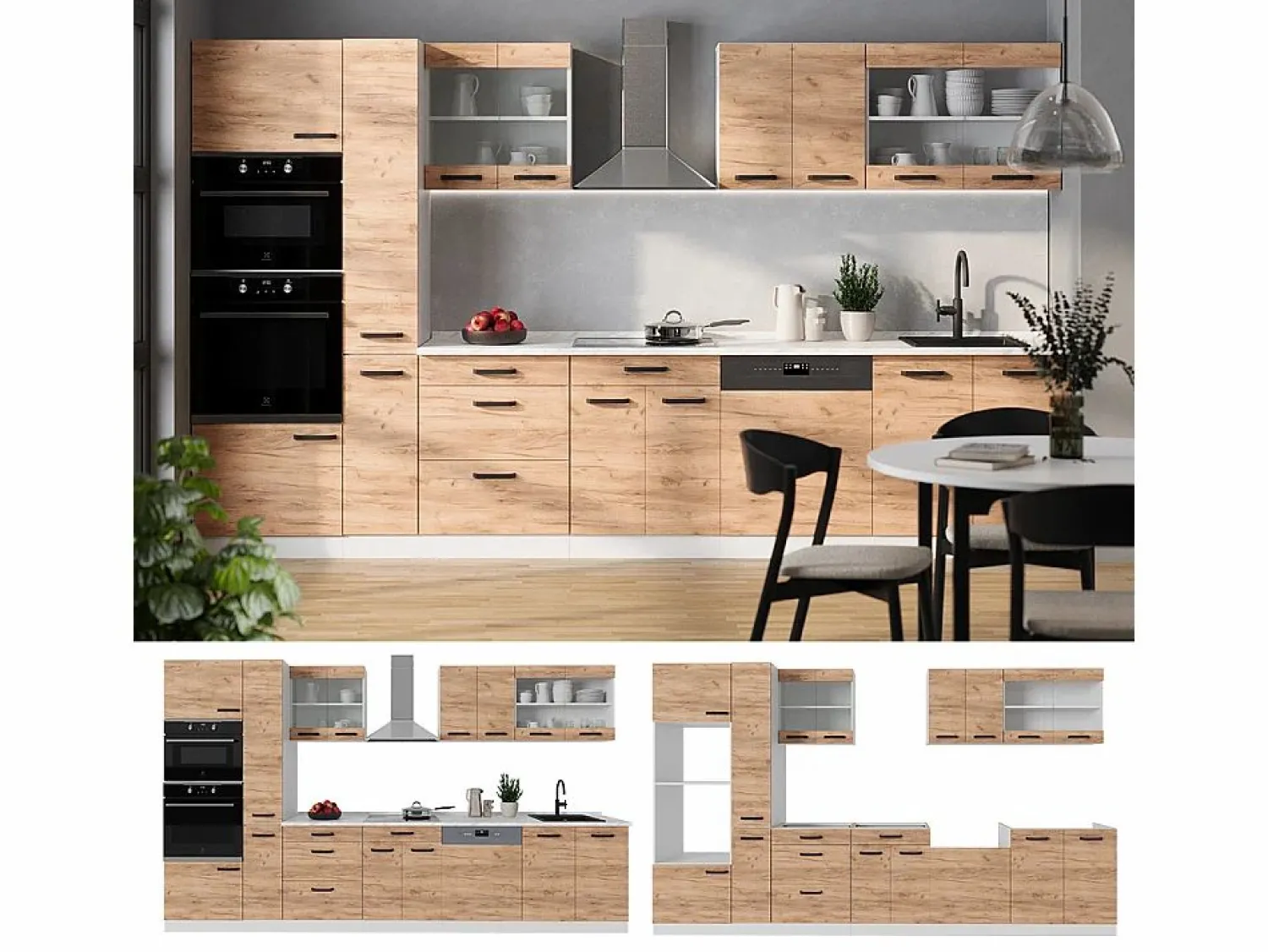 Vicco Mueble de cocina oro potencia roble/blanco 350x46x81.6 r-line