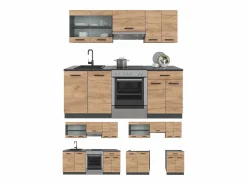 New Vicco Mueble de cocina oro power roble/antracita 200x60x81.6 r-line Color natural oscuro