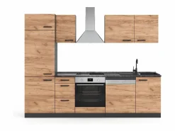 Outlet Mueble de cocina oro power roble/antracita 270x57.1x81.6 optima Cocina Completa