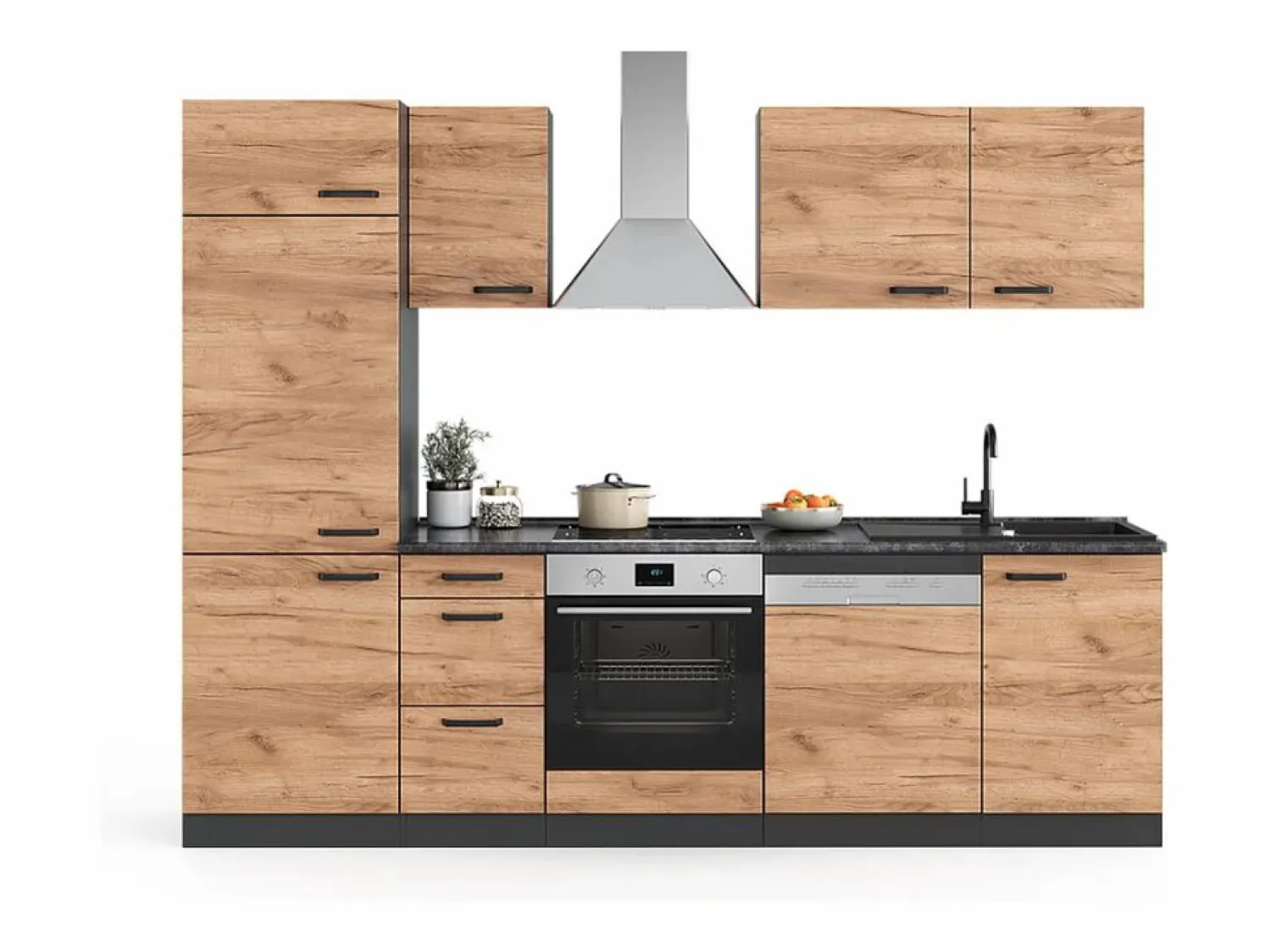 Outlet Mueble de cocina oro power roble/antracita 270x57.1x81.6 optima Cocina Completa