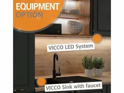 Discount Mueble de cocina oro power roble/antracita 240x60x81.6 raul Cocina Completa