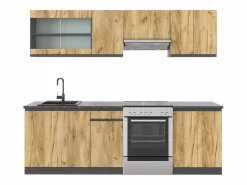 Vicco Mueble de cocina oro power roble/antracita 240x46x81.6 raul