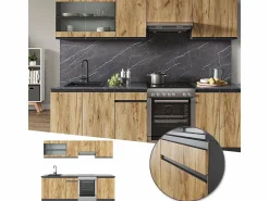 Vicco Mueble de cocina oro power roble/antracita 240x46x81.6 raul