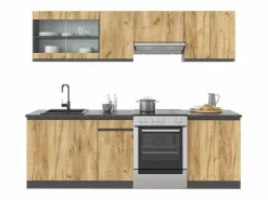 Vicco Mueble de cocina oro power roble/antracita 240x46x81.6 raul