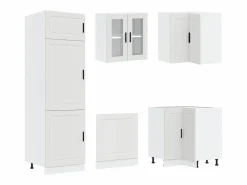 Best vidaxl Mueble de cocina Porto 14 piezas madera contrachapada Blanco